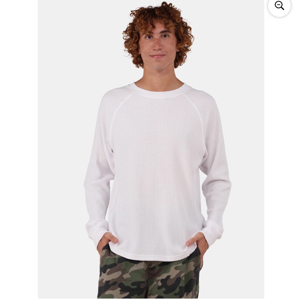 Raglan sleeve distressed thermal shirt